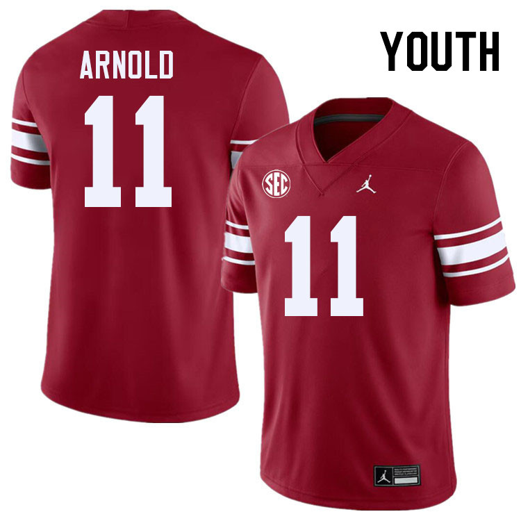 Youth #11 Jackson Arnold Oklahoma Sooners 2024 SEC Conference College Football Jerseys-Throwback